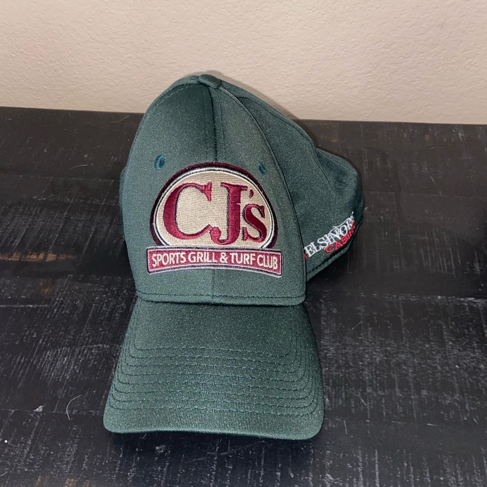 Green CJ's Sports Grill & Turf Club hat retro spandex streetwear indie headwear